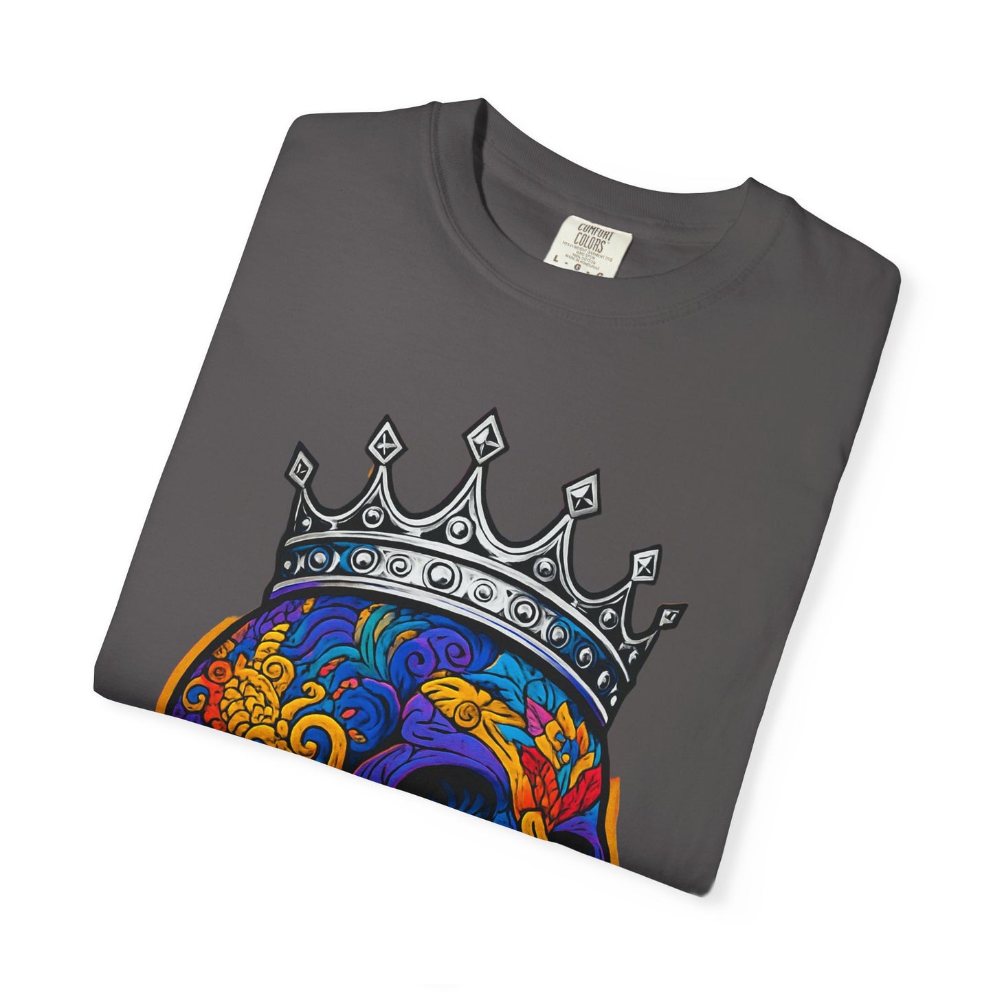 Vibrant Skull Crown T-shirt, Unisex Gift, Festival Wear, Artistic Tee, Casual Style, Unique Graphic Shirt