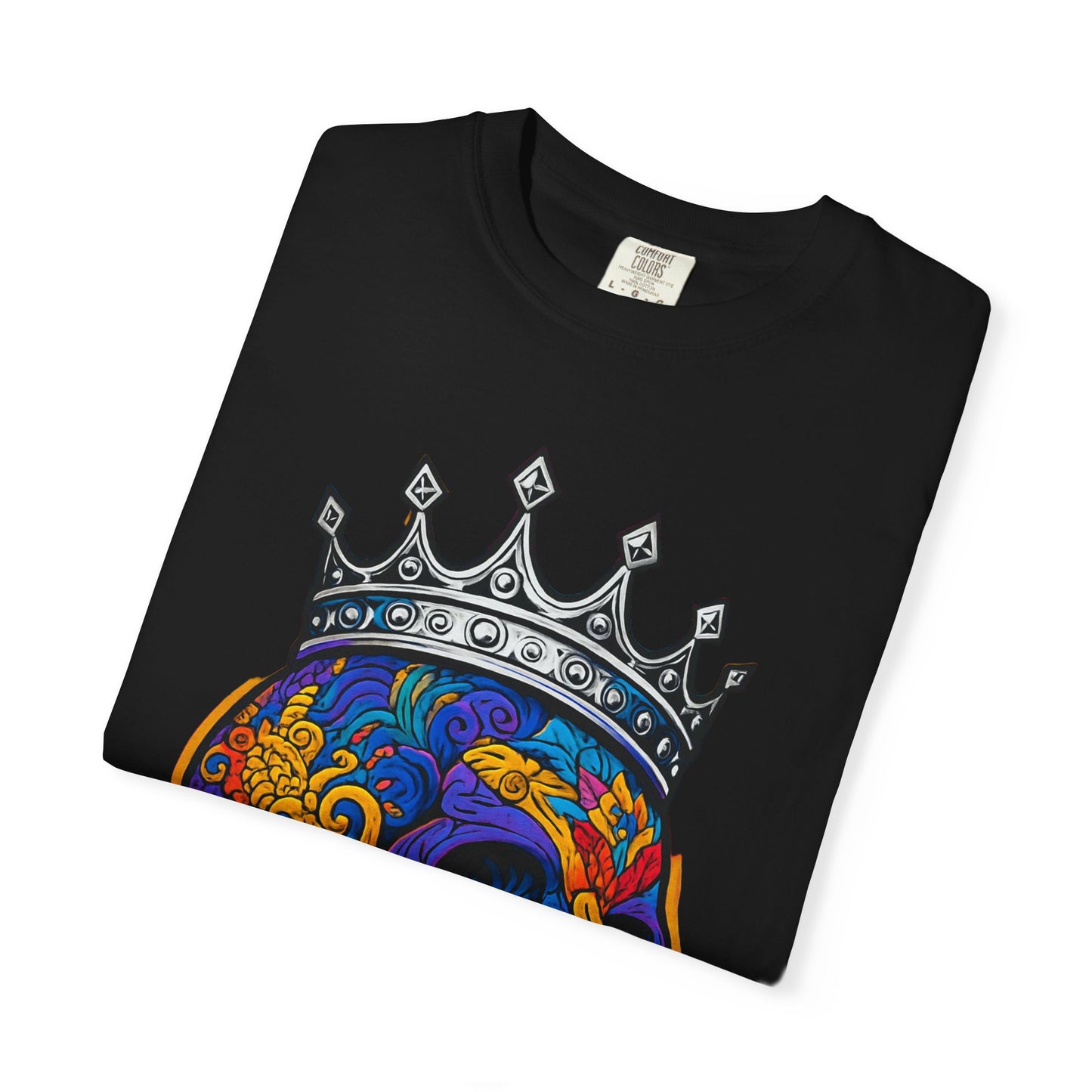 Vibrant Skull Crown T-shirt, Unisex Gift, Festival Wear, Artistic Tee, Casual Style, Unique Graphic Shirt