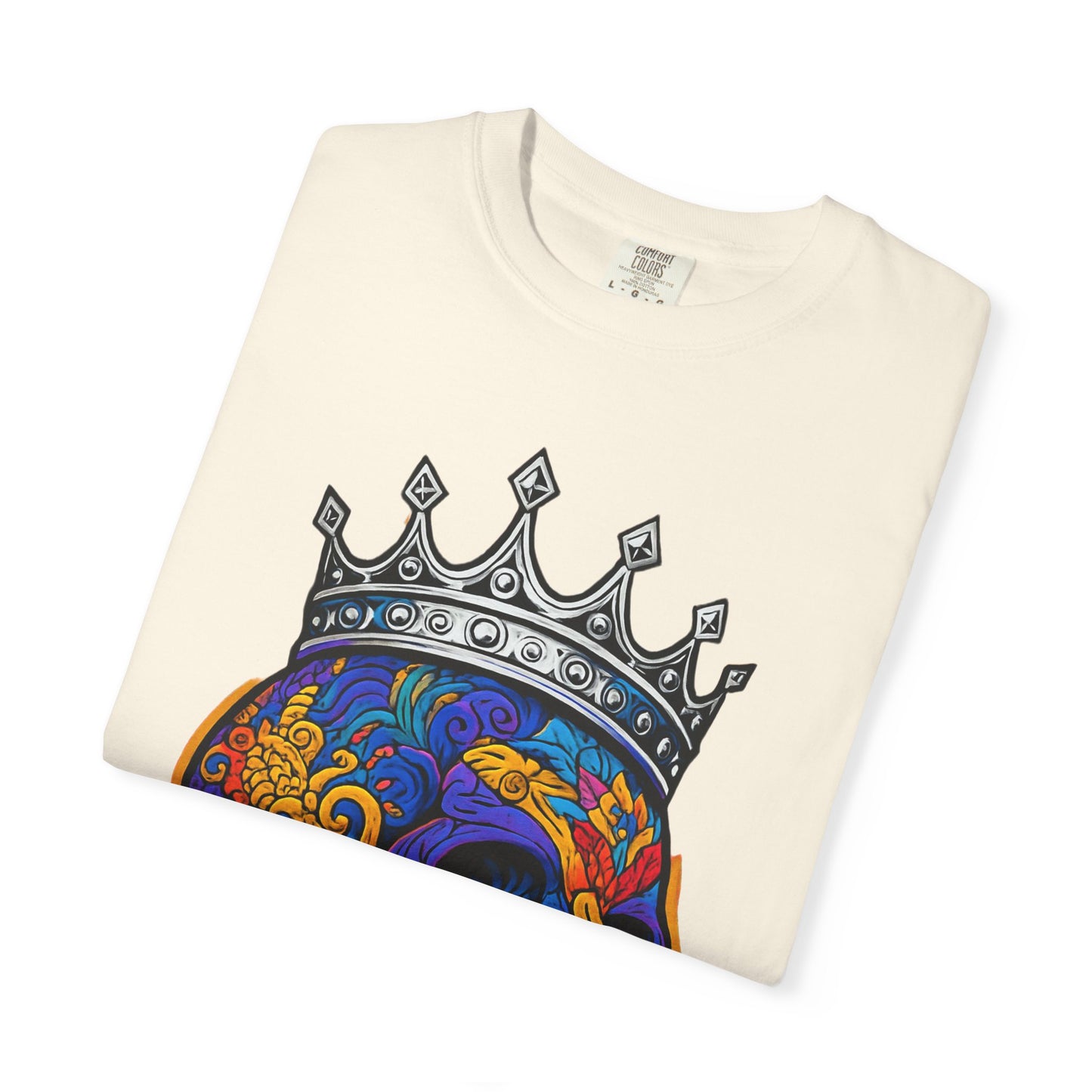 Vibrant Skull Crown T-shirt, Unisex Gift, Festival Wear, Artistic Tee, Casual Style, Unique Graphic Shirt