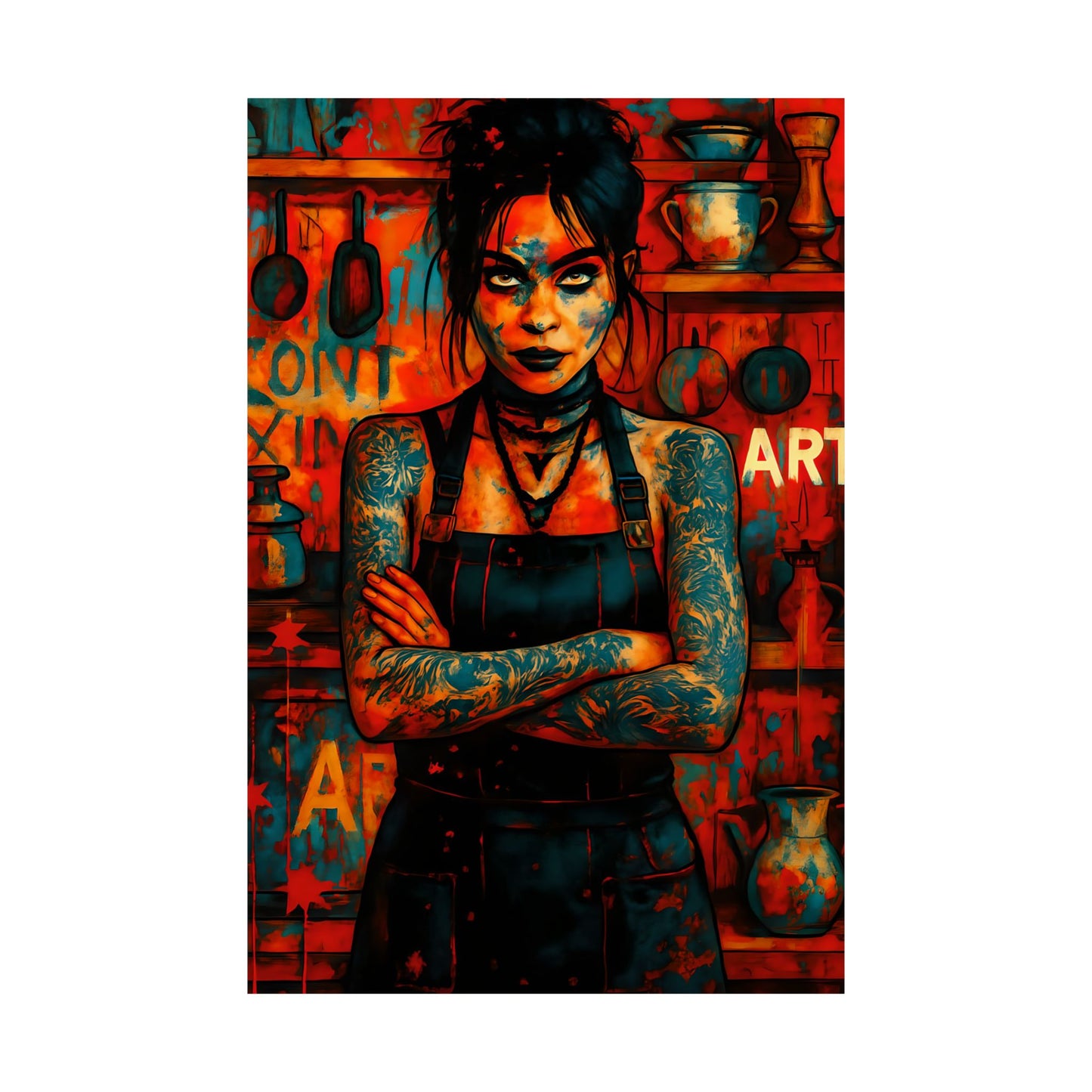 Artistic Matte Vertical Poster - Bold Wall Decor, Unique Home Art, Tattoo Inspired Design, Statement Piece, Creative Gift Idea