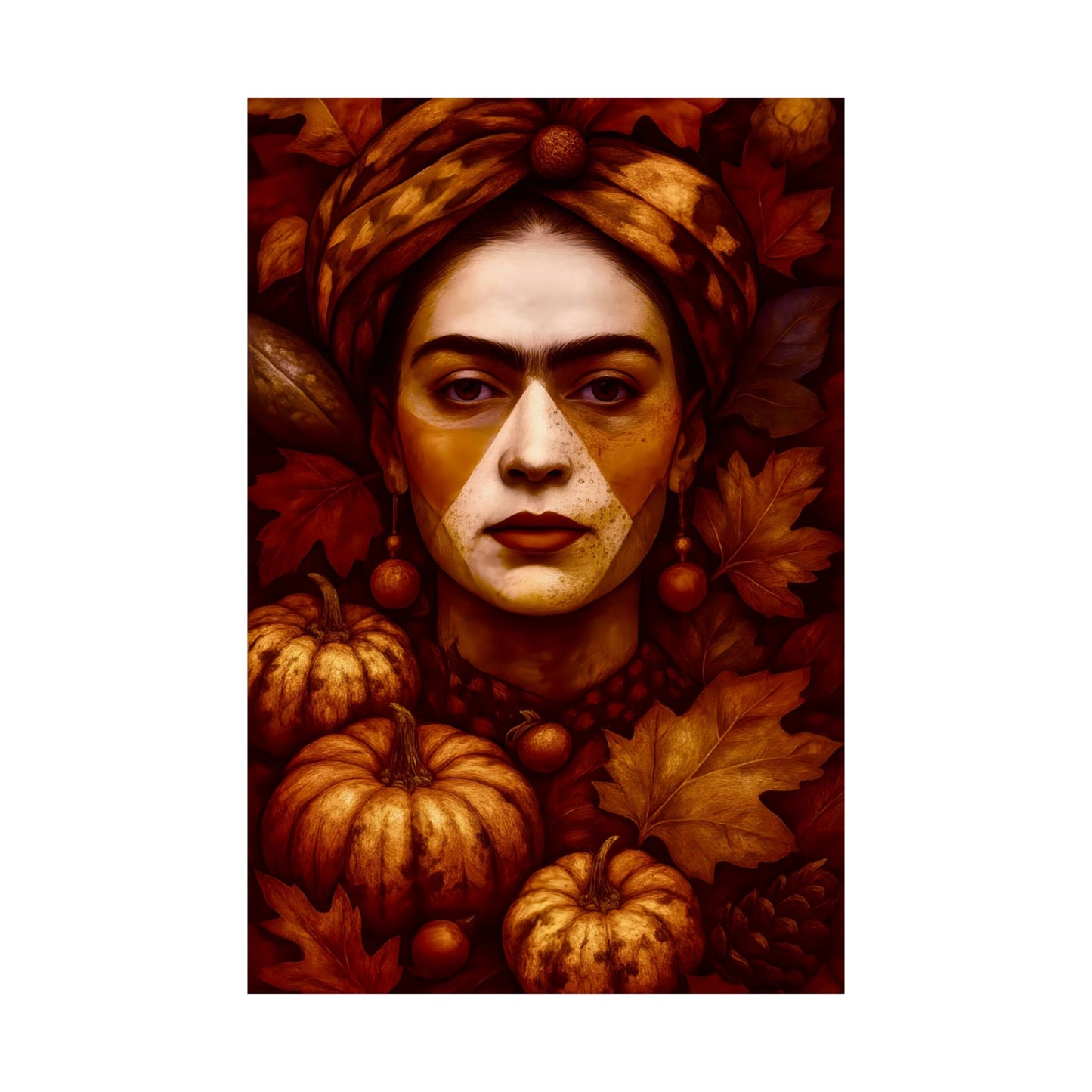Autumn Frida Kahlo Poster, Fall Wall Art, Boho Home Decor, Unique Gift for Art Lovers, Seasonal Artwork