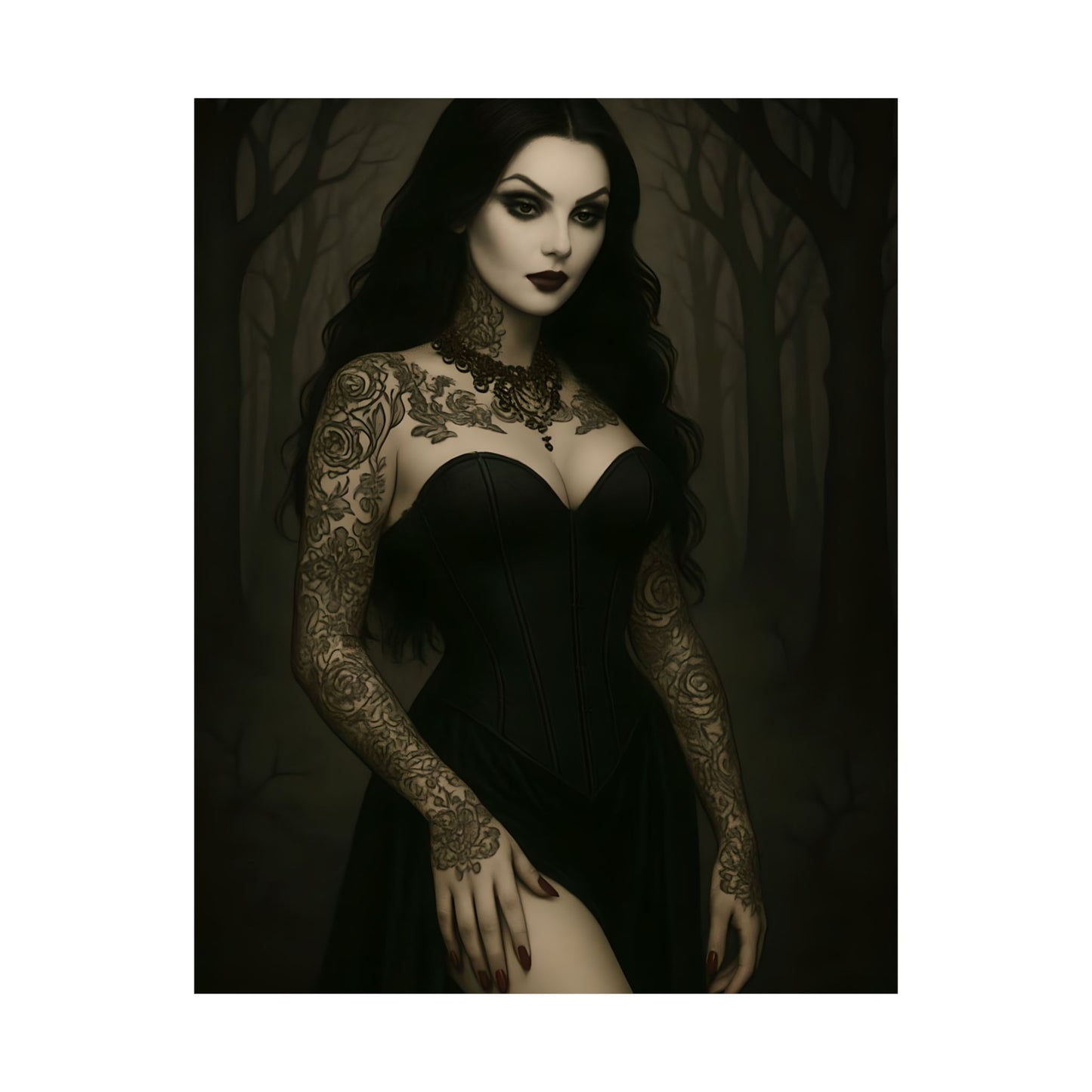 Gothic Elegance Poster, Dark Fantasy Wall Art, Witchy Home Decor, Unique Gift for Halloween, Alternative Art Print
