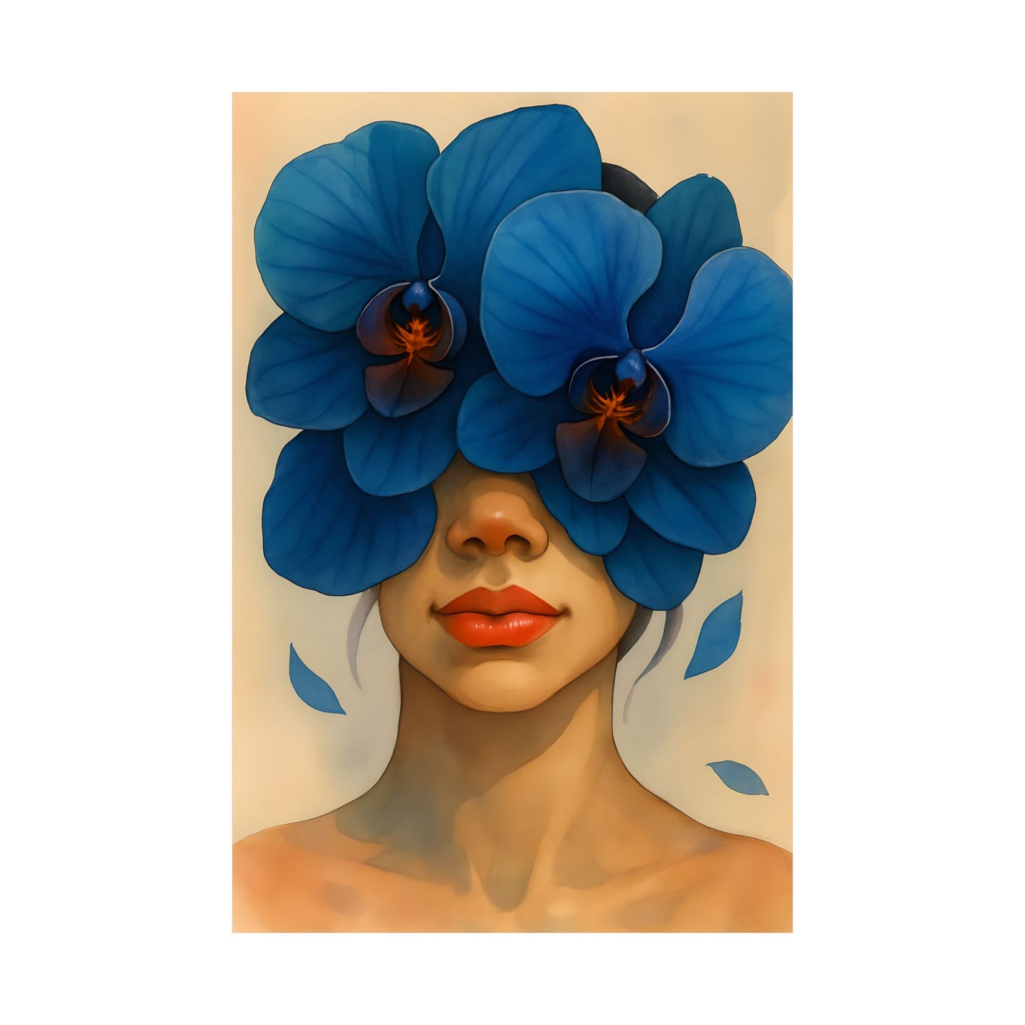 Blue Orchid Matte Wall Art, Floral Decor, Modern Poster, Home Decor, Art Print, Gift for Her, Botanical Art