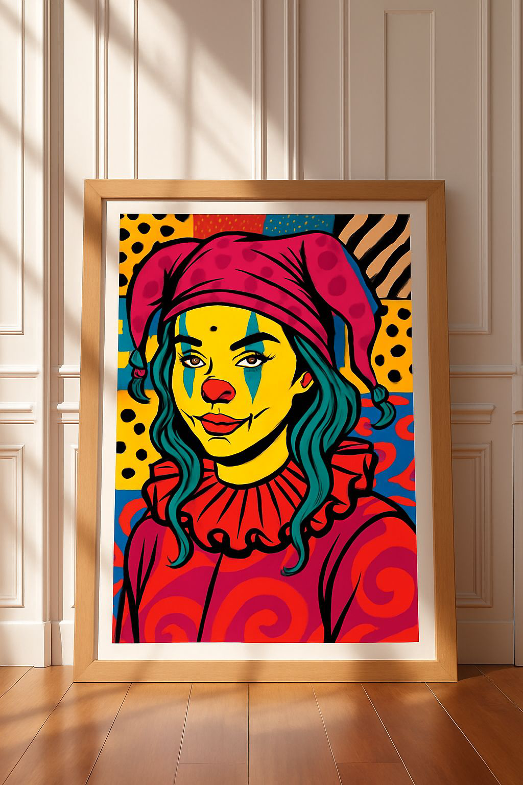 Vertical Poster, Lady Clown Cool Picture Art Print, Matte Wall Decor for Circus Lovers, Unique Clown Artwork, Clown Themed Room Decor, Fun