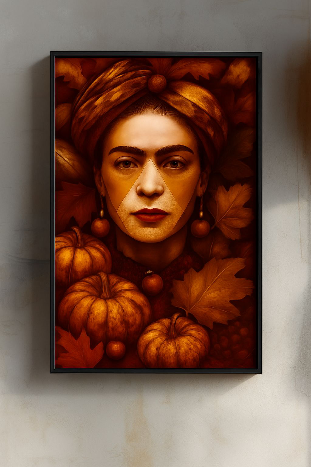 Autumn Frida Kahlo Poster, Fall Wall Art, Boho Home Decor, Unique Gift for Art Lovers, Seasonal Artwork