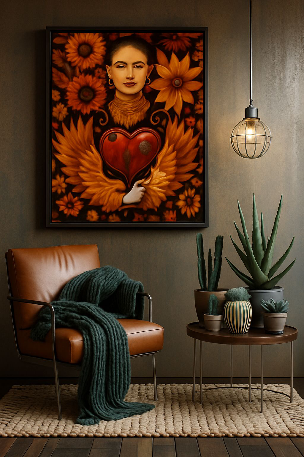Frida Kahlo Inspired Art Poster, Matte Vertical Wall Decor, Unique Gift for Art Lovers, Bohemian Home Decor, Eye-Catching Wall Art