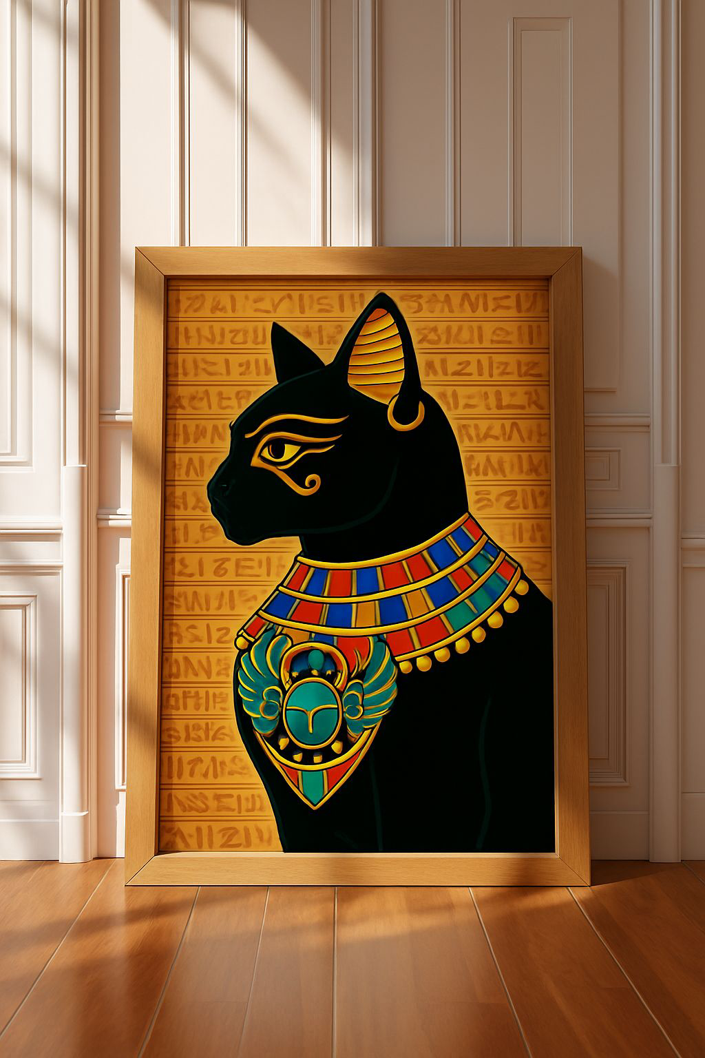 Egyptian Cat Art Print, Matte Vertical Poster, Home Decor, Wall Art, Gift for Cat Lovers, Unique Egyptian Decor