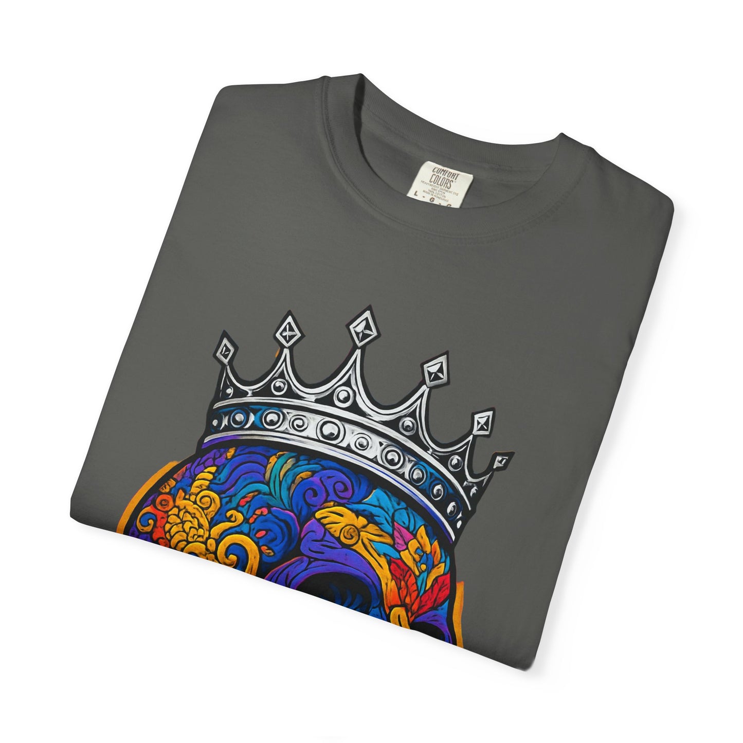 Vibrant Skull Crown T-shirt, Unisex Gift, Festival Wear, Artistic Tee, Casual Style, Unique Graphic Shirt