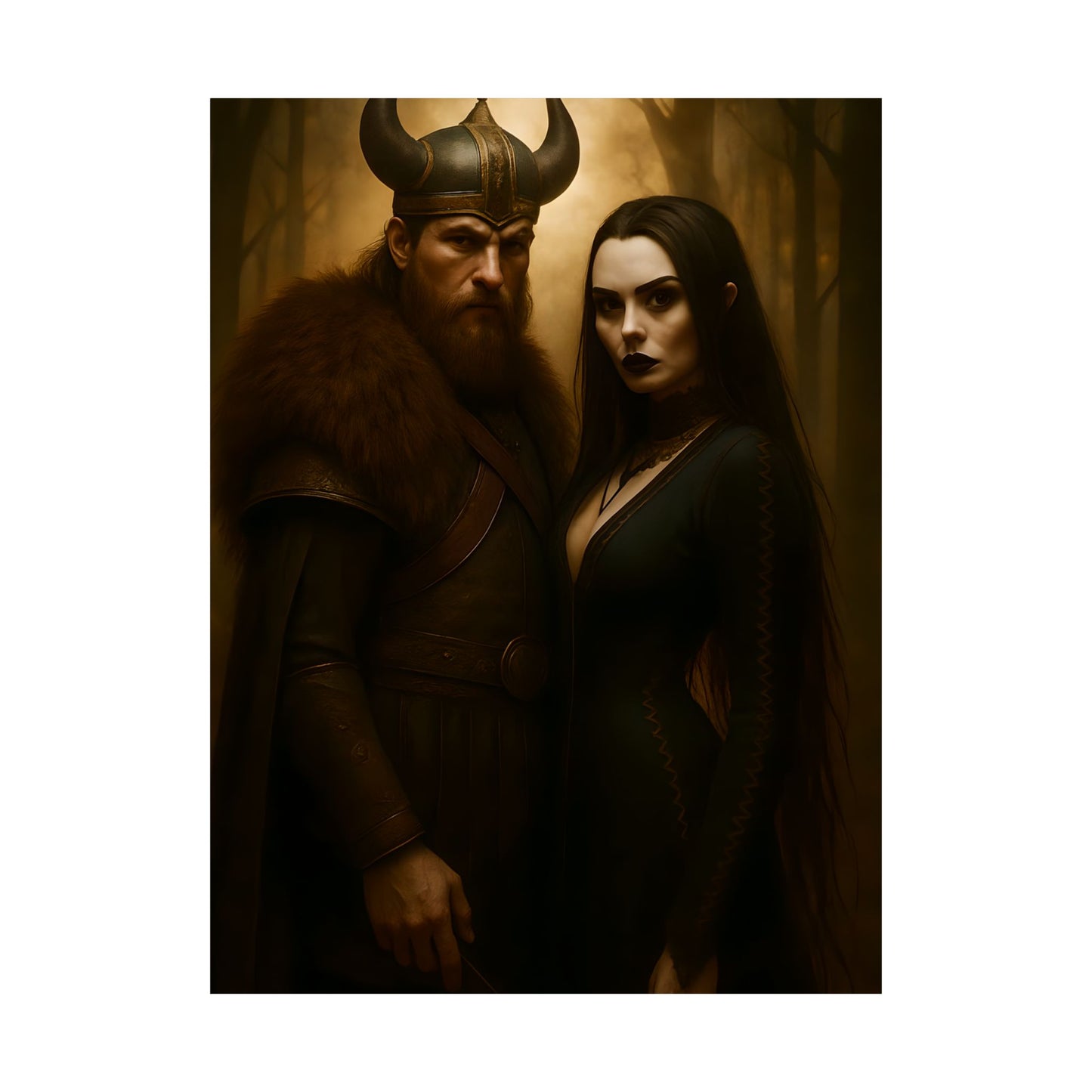 Mythical Couple Matte Vertical Posters, Fantasy Wall Art, Viking Decor, Gothic Home Decoration, Unique Gifts for Her