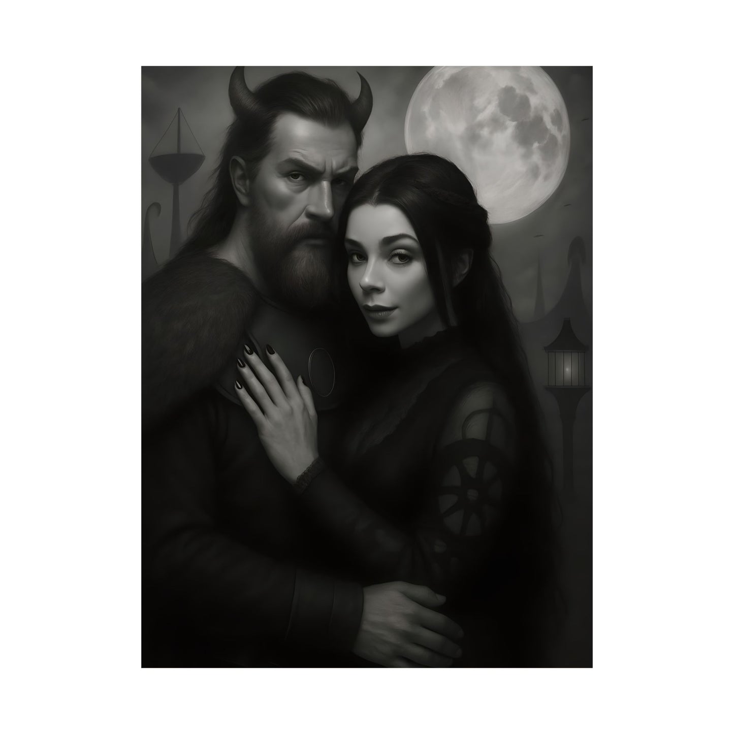 Gothic Romance Wall Art | Matte Vertical Posters | Dark Art Print for Home Decor, Gift, Halloween, Mood Art, Witch Aesthetic