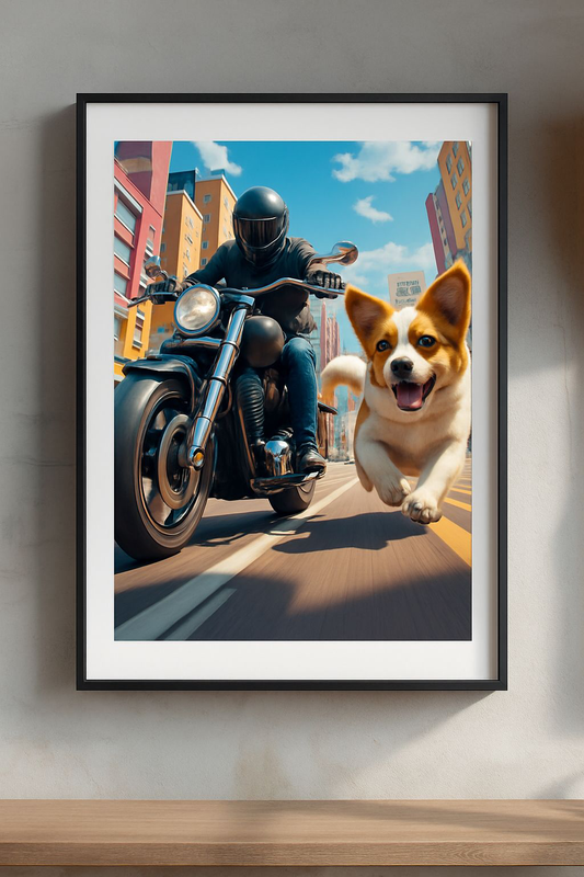 Adventure Dog Motorcycle Poster, Wall Art for Dog Lovers, Glam Room Decor, Unique Gift for Pet Owners, Vintage Style Home Decor