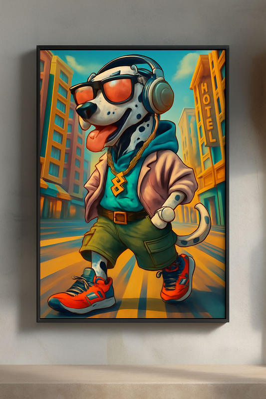 Stylish Dog Art Poster, Fun Home Decor, Perfect Gift for Dog Lovers, Hip Hop Wall Art, Kid's Room Decor, Unique Canine Artwork