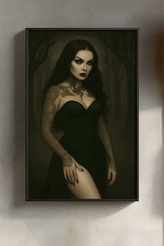 Gothic Elegance Poster, Dark Fantasy Wall Art, Witchy Home Decor, Unique Gift for Halloween, Alternative Art Print