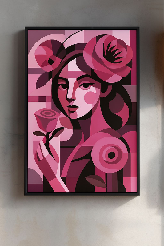 Geometric Woman Rolled Poster Print, Wall Art Decor, Abstract Female Portrait, Artistic Home Decor, Unique Gift Idea