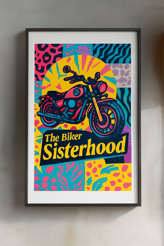 Colorful Biker Sisterhood Poster | Art for Motorcycle Lovers, Motocycle Decor, Gift for Bikers, Wall Art, Home Decor