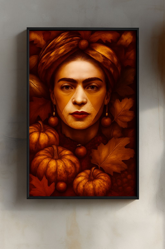 Autumn Frida Kahlo Poster, Fall Wall Art, Boho Home Decor, Unique Gift for Art Lovers, Seasonal Artwork