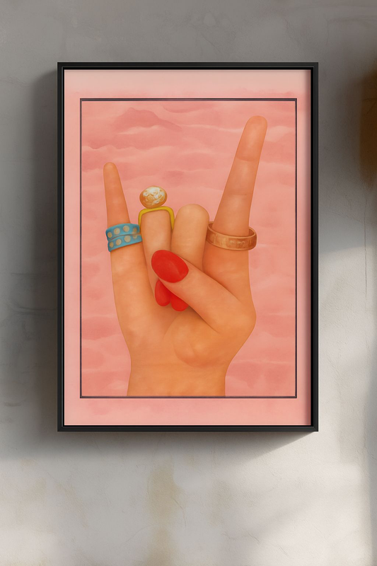 Chic Rock Hand Posters, Wall Art, Home Decor, Unique Gift, Celebration Art, Feminine Prints