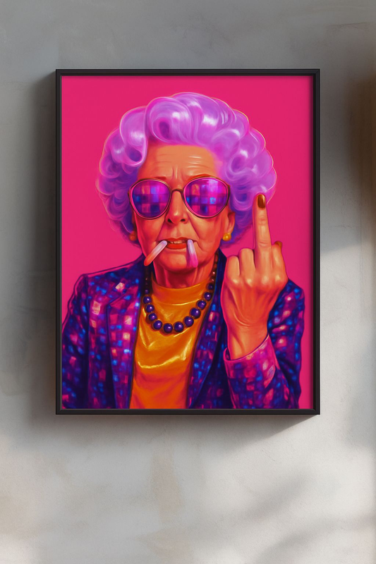 Sassy Grandma Art Print, Vintage Style Wall Decor, Funky Home Decoration, Unique Gift for Grandparents, Birthday Poster