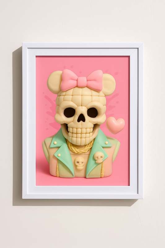 Whimsical Skull Poster Art, Trendy Wall Decor, Fun Home or Office Decor, Gift for Friends, Unique Art Print