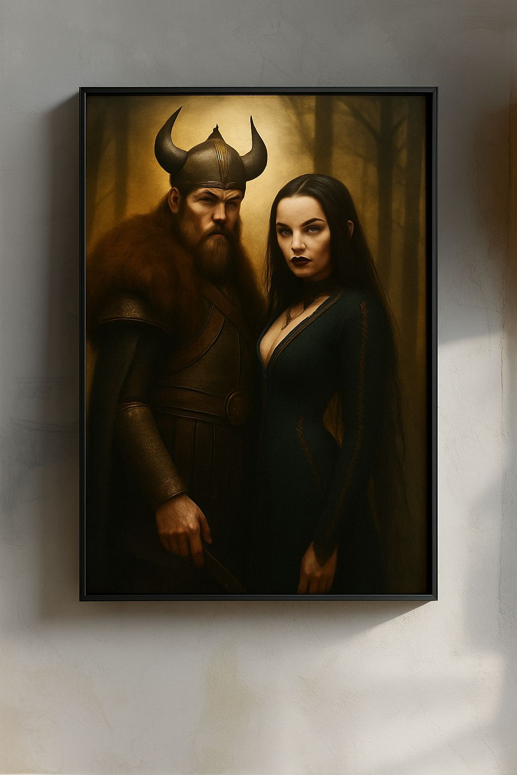 Mythical Couple Matte Vertical Posters, Fantasy Wall Art, Viking Decor, Gothic Home Decoration, Unique Gifts for Her
