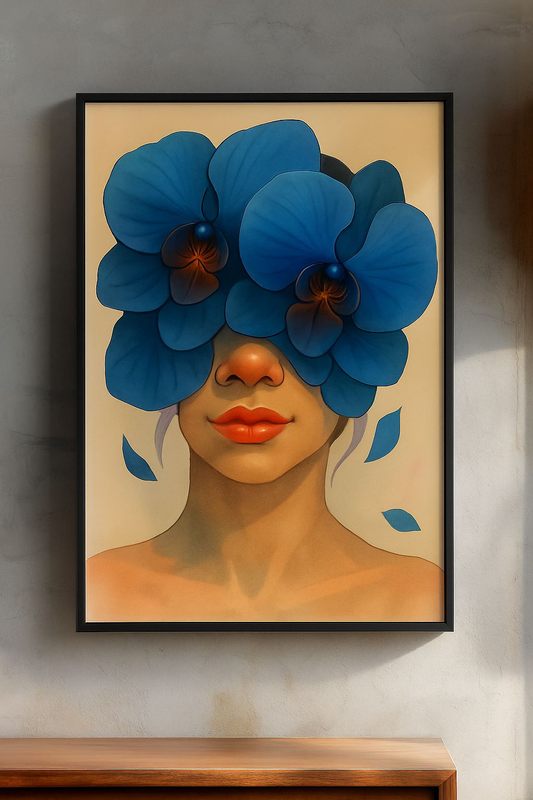 Blue Orchid Matte Wall Art, Floral Decor, Modern Poster, Home Decor, Art Print, Gift for Her, Botanical Art