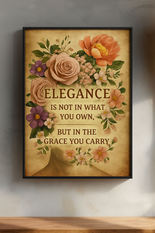 Elegant Floral Wall Art, Vintage Poster, Home Decor, Inspirational Print, Gift for Her, Wedding Decoration, Art for Living Room