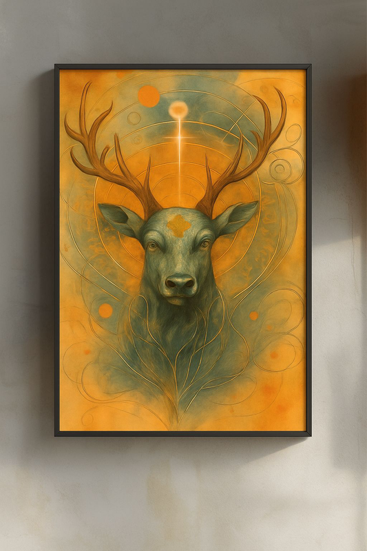 Antlered Stag Art Print, Nature, Wildlife Decor, Boho Home Art, Animal Lover Gift, Vintage Style Wall Art