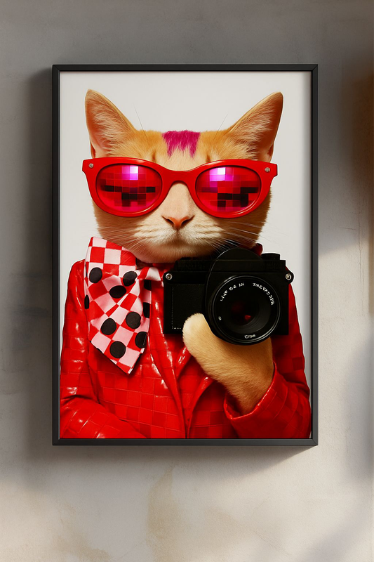 Trendy Cat Photography Poster, Fun Wall Art, Cute Cat Decor, Gift for Cat Lovers, Unique Home Decor, Cat Lover's Gift