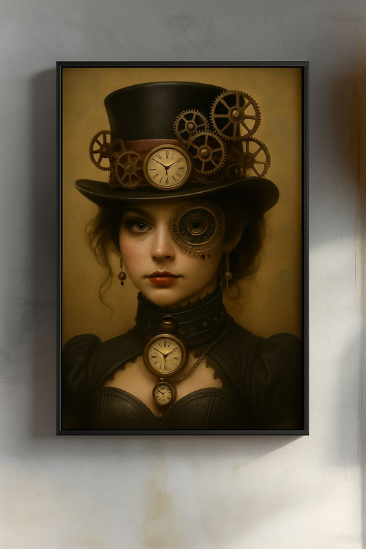 Steampunk Decor Wall Art Print, Vintage Clock Art, Gothic Aesthetic Poster, Unique Home Artwork, Gift for Steampunk Lovers