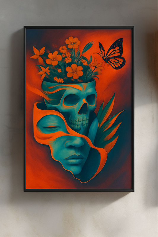 Artistic Wall Art, Colorful Skull Poster, Unique Home Decor, Contemporary Artwork, Bohemian Vibes, Gift for Artists